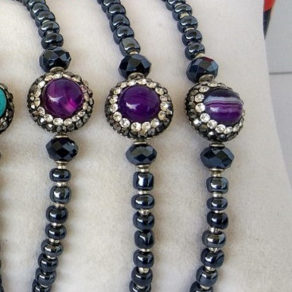 Purple Agate Hematite Bracelet Hand Made - Picture 3 of 4